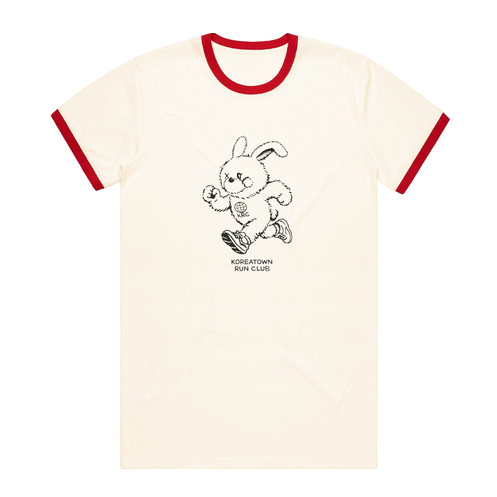 KRC RABBIT T-SHIRT IN VINTAGE WHITE/RED – Koreatown Run Club KRC RABBIT T-SHIRT IN VINTAGE WHITE/RED – Koreatown Run Club