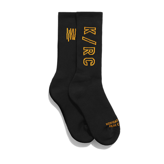 KRC: BLACK/GOLD LOGO CREW SOCKS