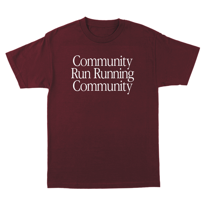 KRC COMMUNITY RUN T-SHIRT IN BURGUNDY