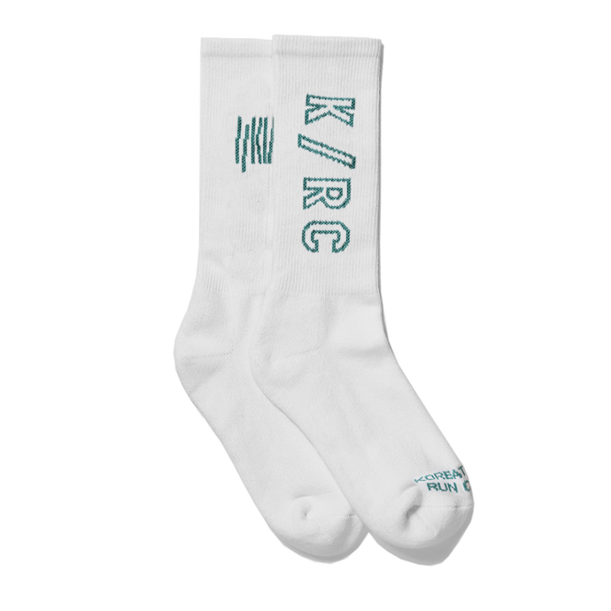 KRC: WHITE/BLUE LOGO CREW SOCKS